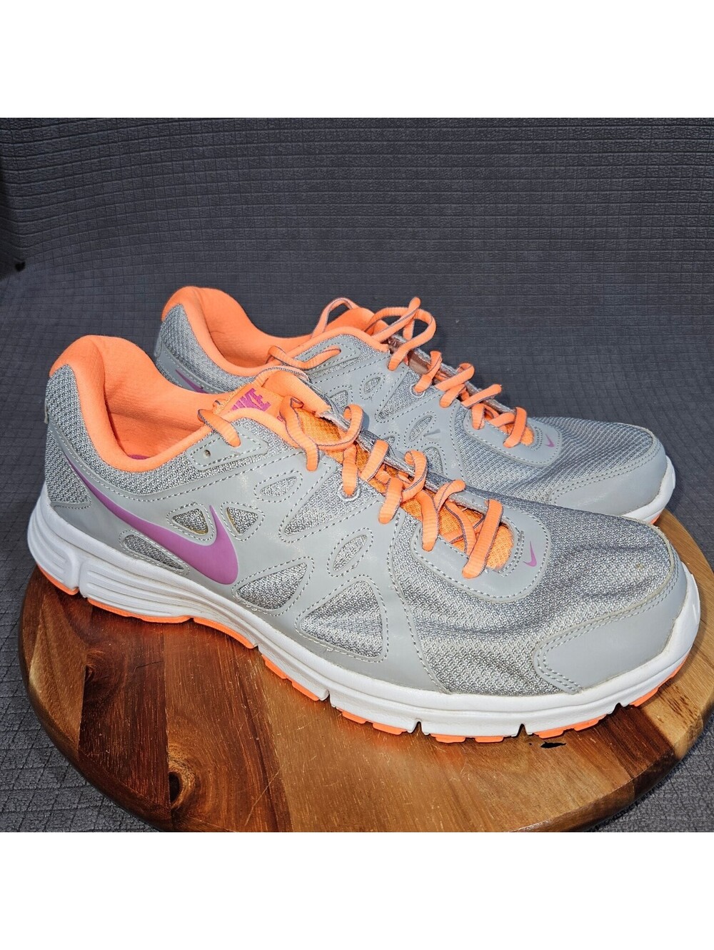 Nike Athletic Shoes Women's Gray Orange US 12 Revolution 2 Mesh Running Trainers